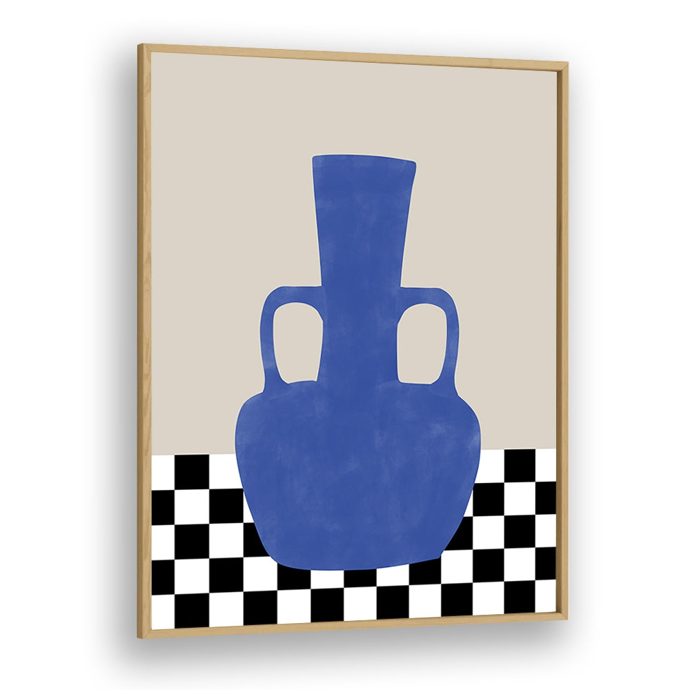 Elegant blue vase artwork featuring modern design in "BLUE STILL LIFE, BOHO ART PAINTINGS" by Elena Ristova.