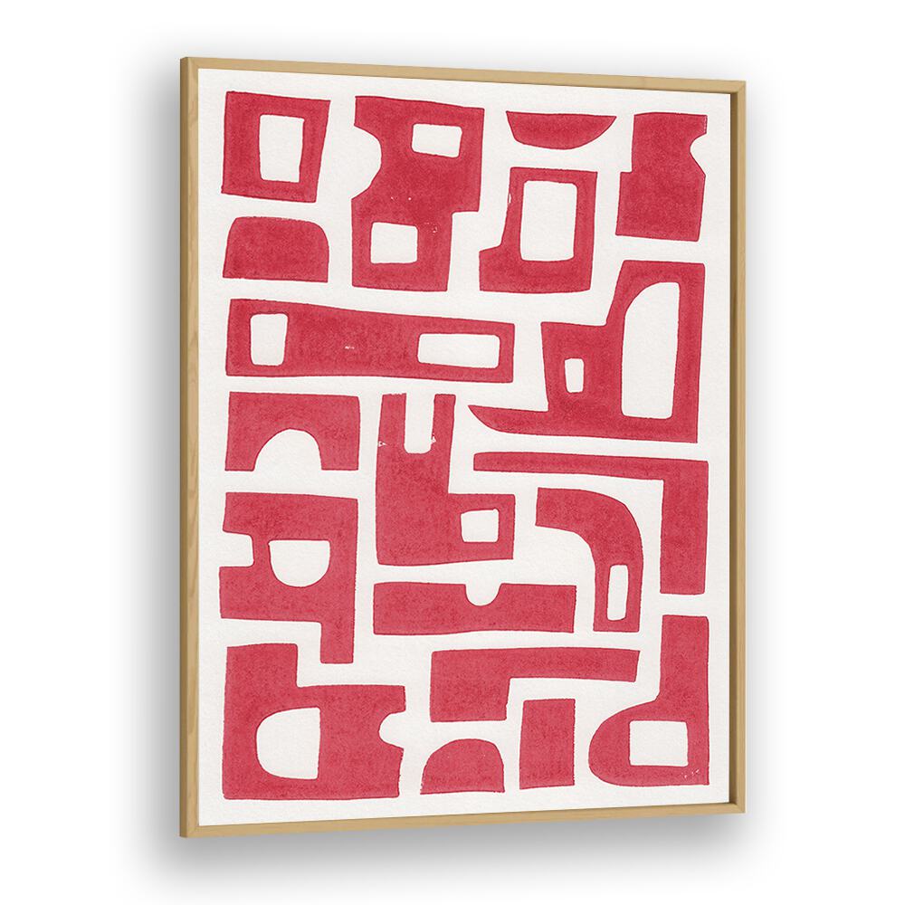 RED ABSTRACT SHAPES LINO PRINT BY ALISA GALITSYNA ABSTRACT ART, ABSTRACT PAINTINGS