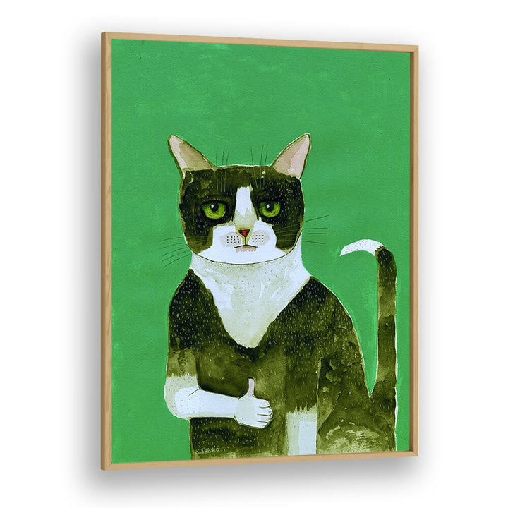 Vintage painting - TUXEDO CAT THUMBS UP by Asianmonk