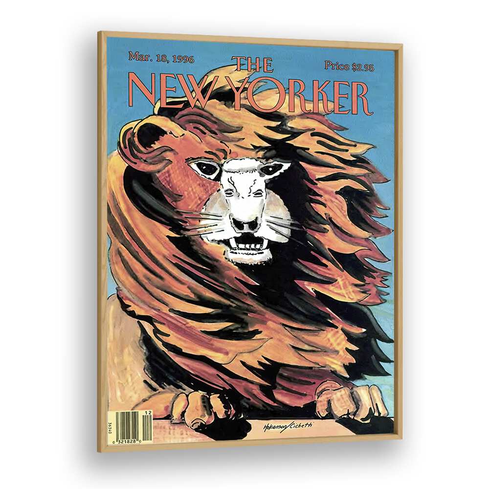 VINTAGE MAGAZINE COVER, LION AND LAMB BY LARS HOKASAN AND FRANCES CICHETTI - NEW YOKER MARCH 18 1996