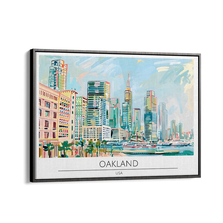 oakland city-usa travel posters in Black Floater Frame