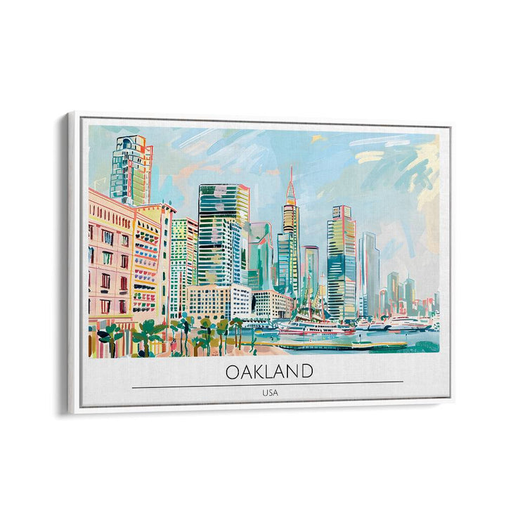 oakland city-usa travel posters in White Floater Frame