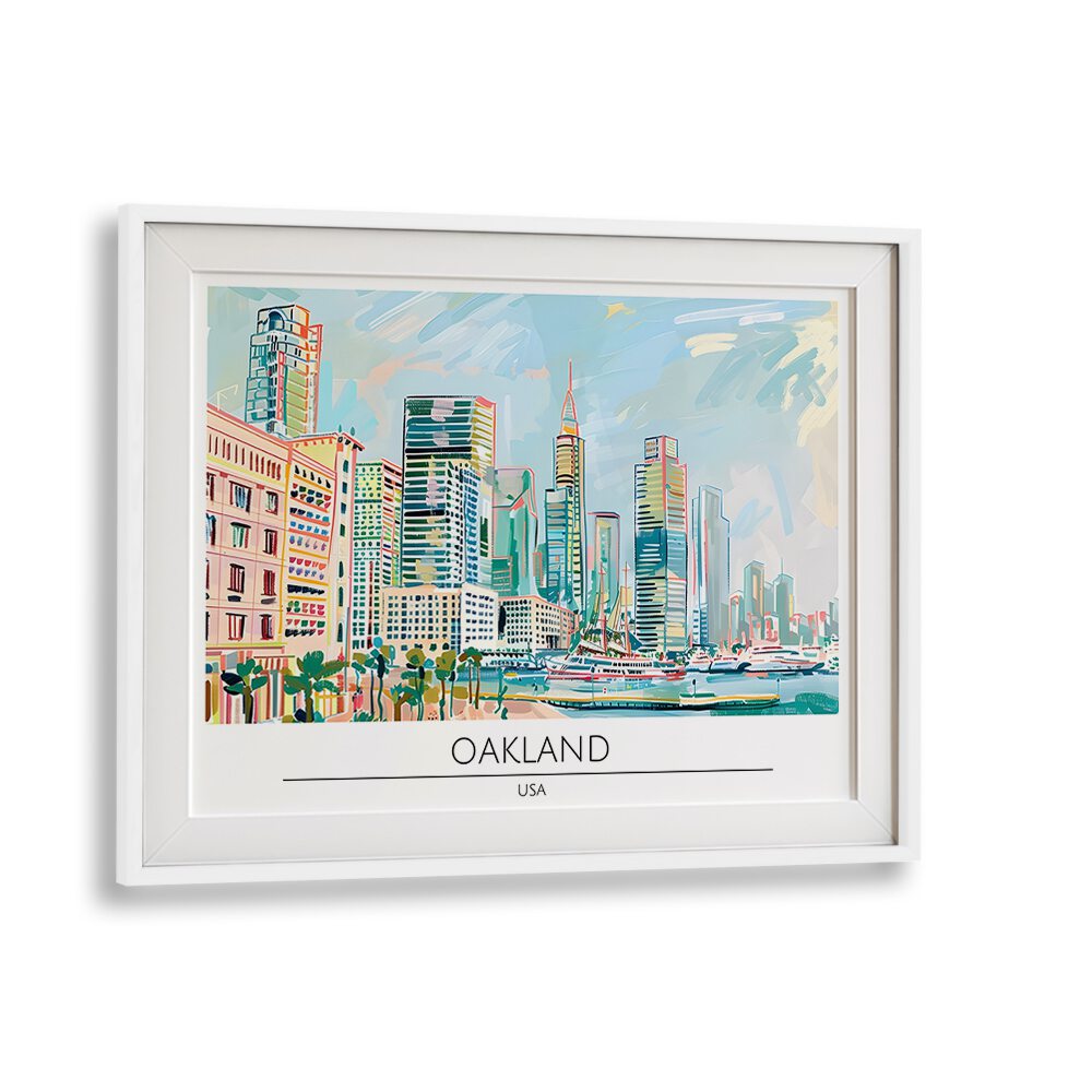 oakland city-usa travel posters in White Frame With Mount