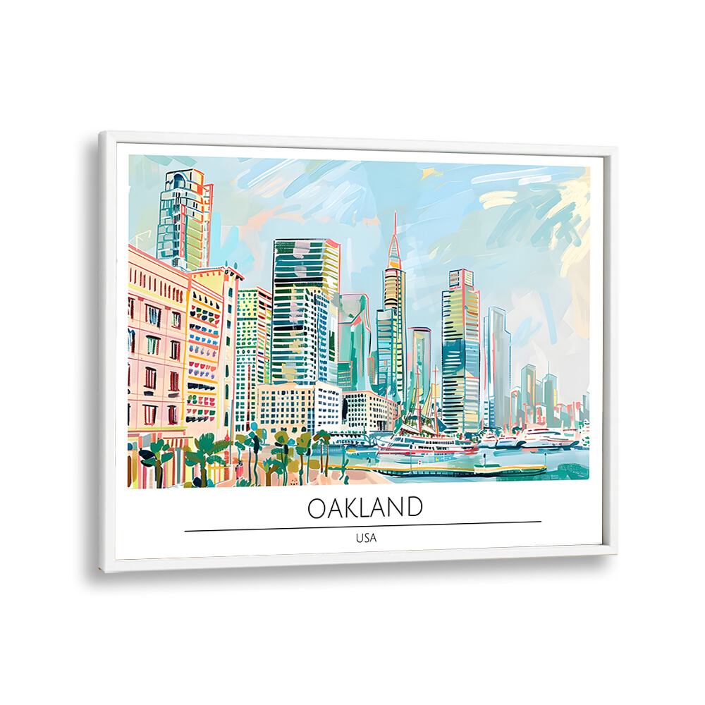 oakland city-usa travel posters in White Plain Frame