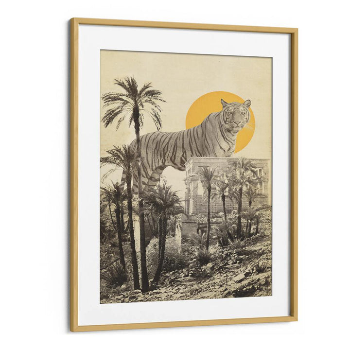 GIANT TIGER IN RUINS BY FLORENT BODART, SURREAL ART PRINTS