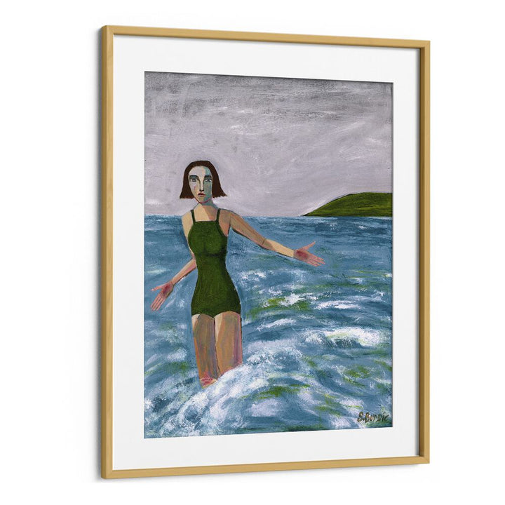 Vintage painting - WOMAN SWIMMING IN GREEN by Asianmonk