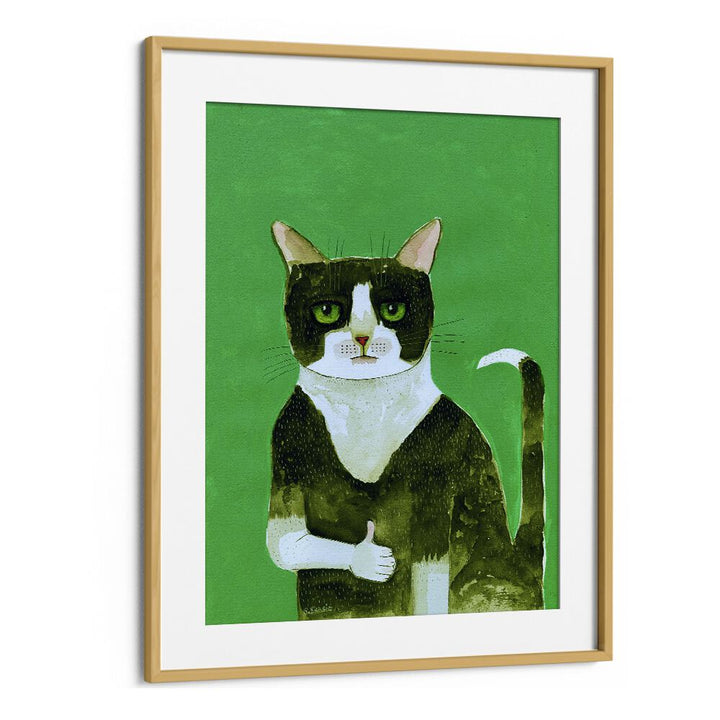 Vintage painting - TUXEDO CAT THUMBS UP by Asianmonk