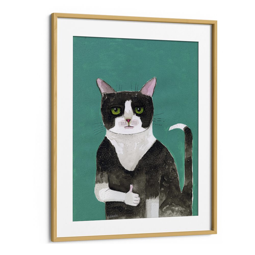 Vintage painting - THUMB'S UP CAT II by Asianmonk