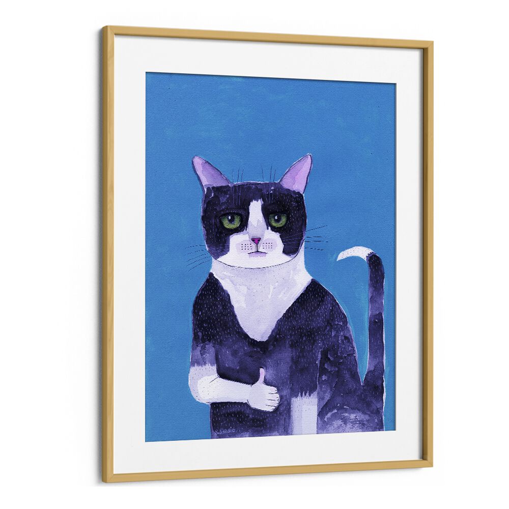 Vintage painting - THUMB'S UP CAT I by Asianmonk