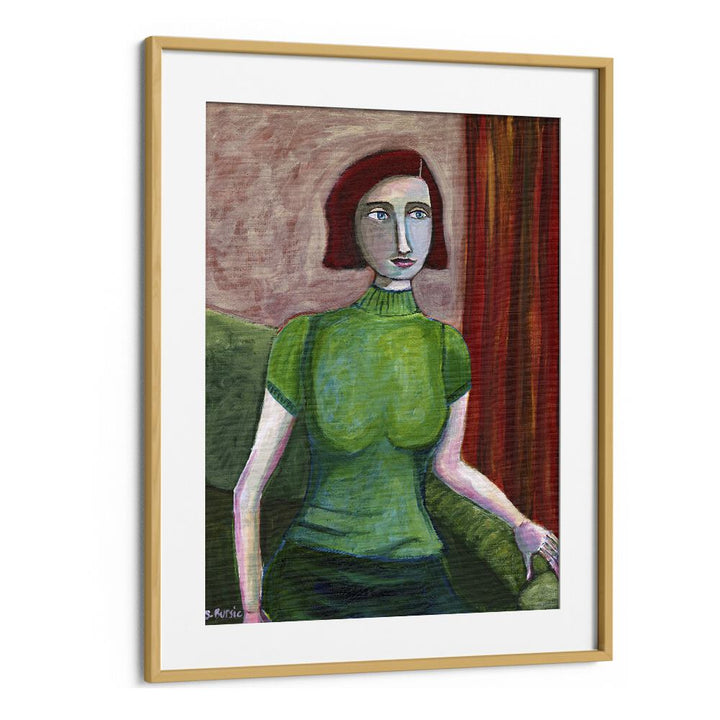 Vintage painting - VINTAGE RED HEAD IN GREEN by Asianmonk