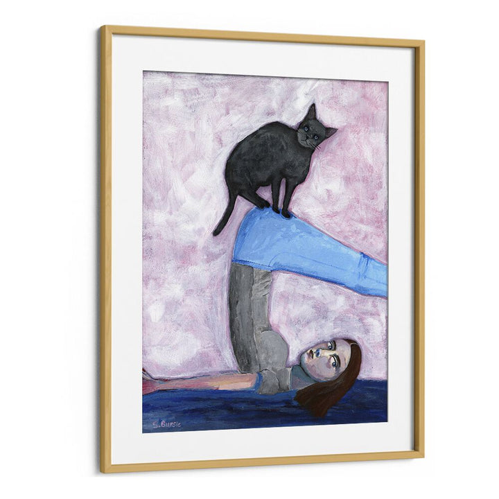 Vintage painting - YOGA WITH MY CAT by Asianmonk