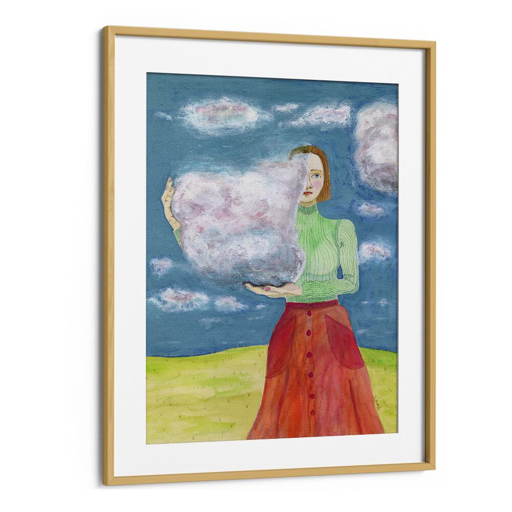 Vintage painting - VINTAGE WOMAN WITH CLOUDS by Asianmonk