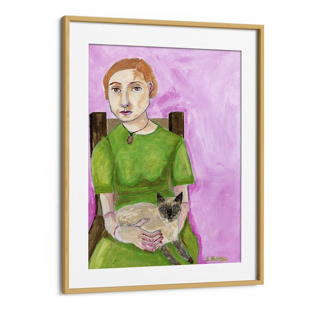 Vintage painting - LADY WITH CAT II by Asianmonk