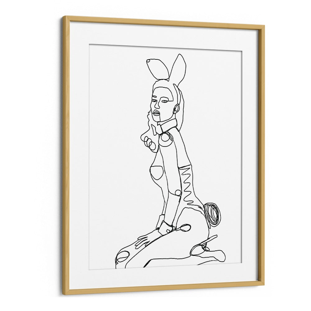 Vintage painting - LINE DRAWING OF BUNNY LADY by Asianmonk