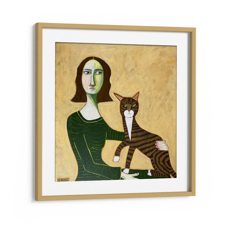 Arty Guava painting - WOMAN WITH BROWN CAT by Asianmonk