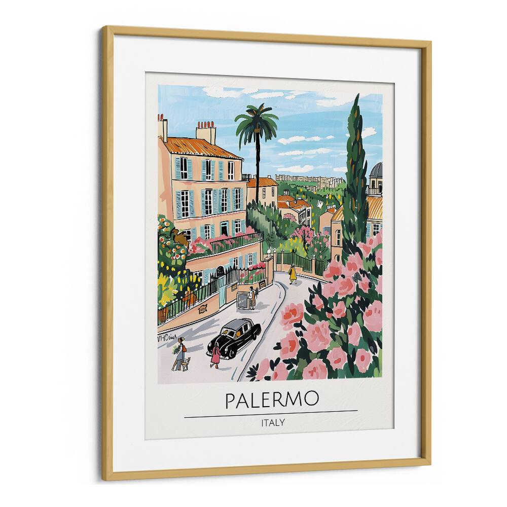 palemro-italy-travel-posters-in-Oak-Wood-Frame-With-Mount