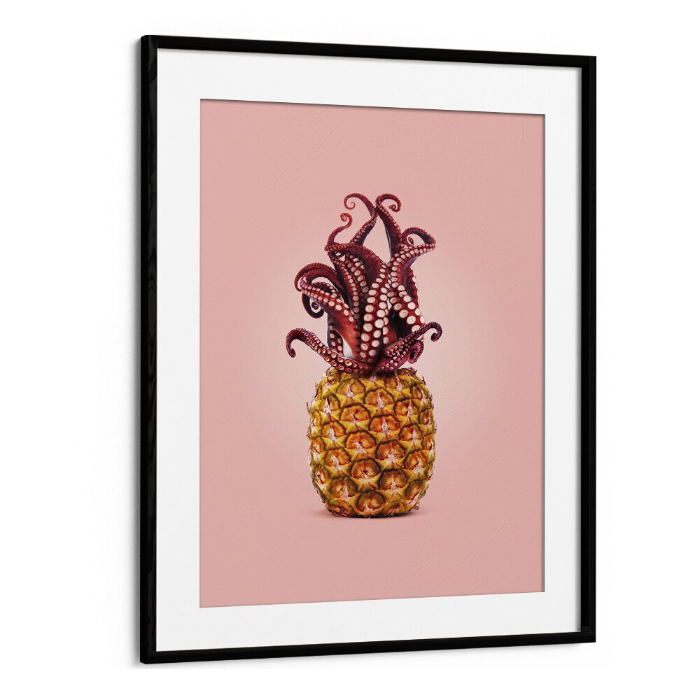 octopus pineapple kitchen posters kitchen art prints in Black Frame With Mount