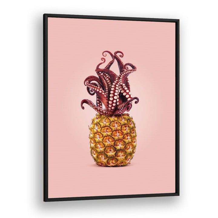 octopus pineapple kitchen posters kitchen art prints in Black Plain Frame