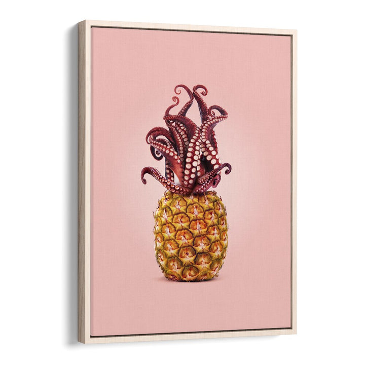 octopus pineapple kitchen posters kitchen art prints in Oak Wood Floater Frame