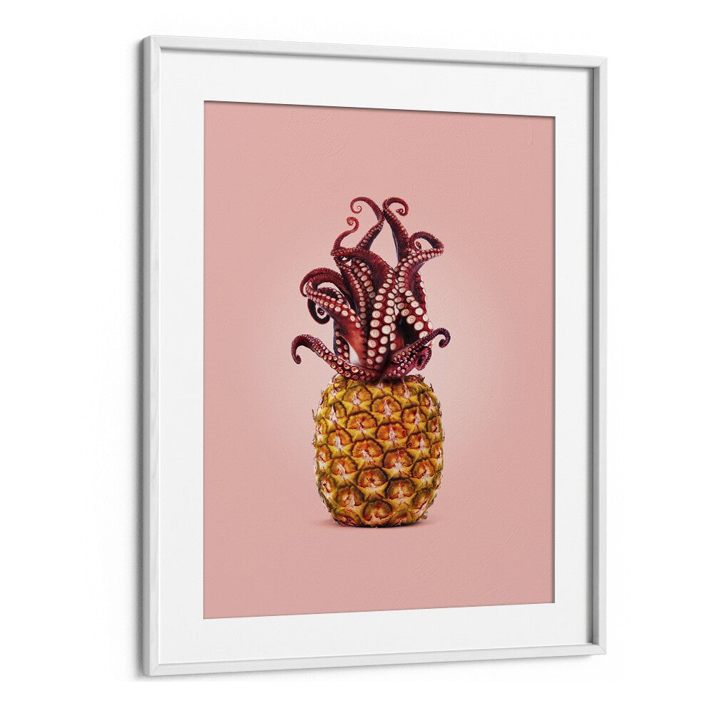 octopus pineapple kitchen posters kitchen art prints in White Frame With Mount