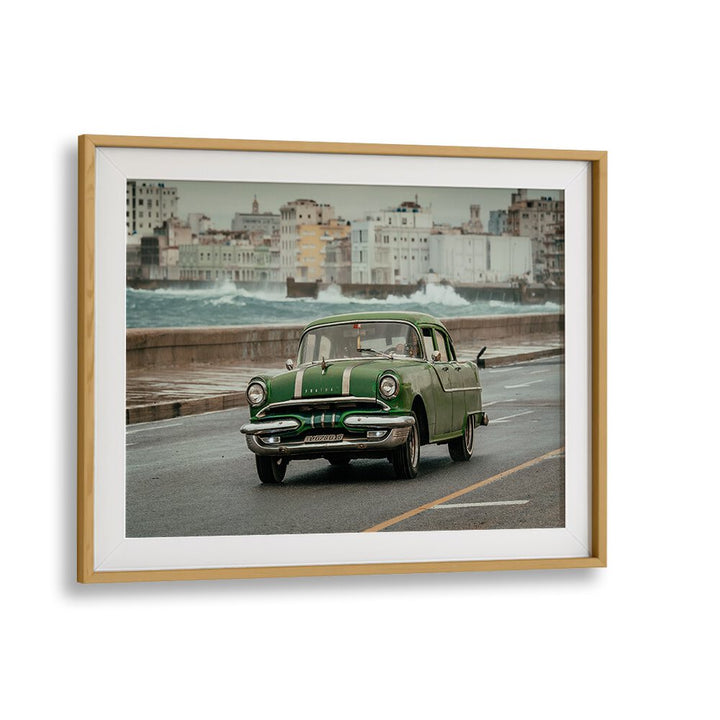 old car car poster in Oak Wood Frame With Mount