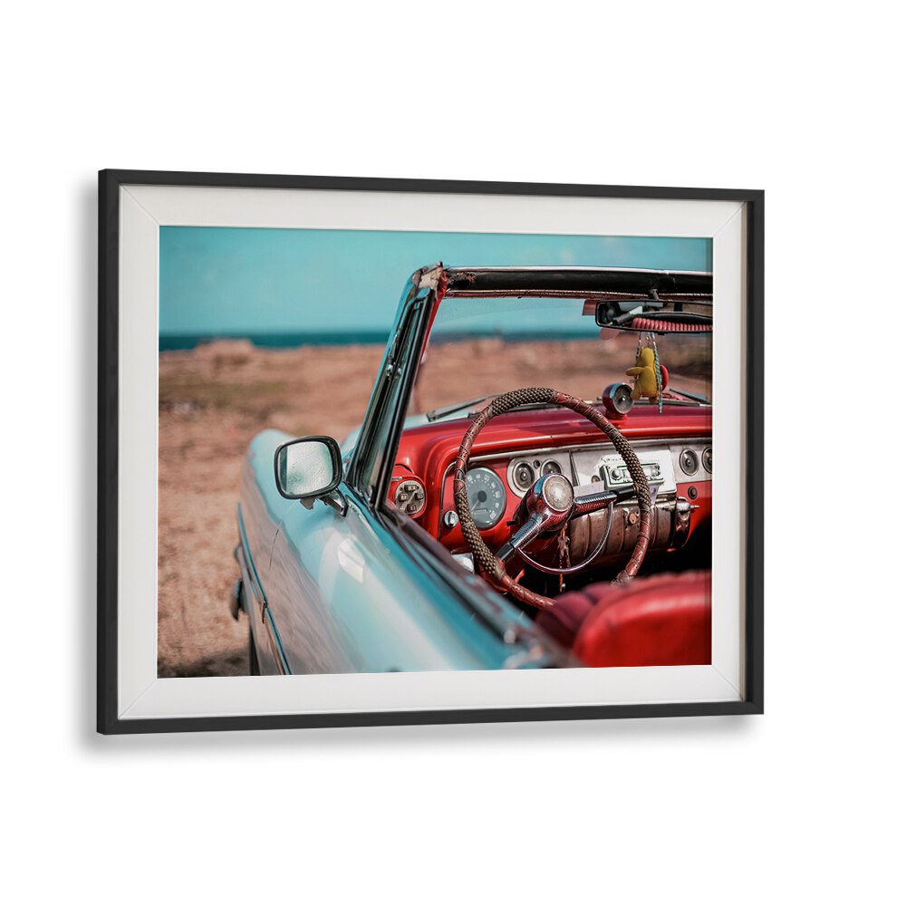 old havana car poster in Black Frame With Mount