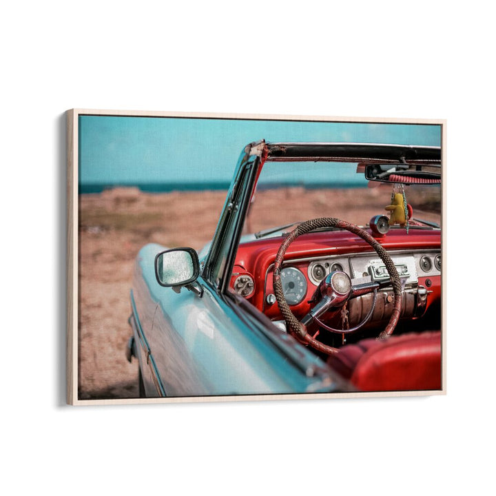 old havana car poster in Oak Wood Floater Frame