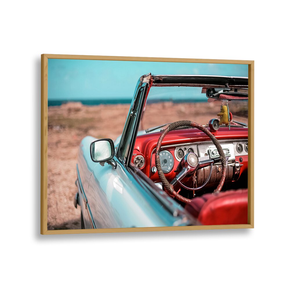 old havana car poster in Oak Wood Plain Frame