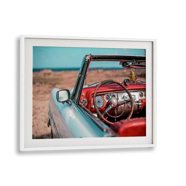 old havana car poster in White Frame With Mount