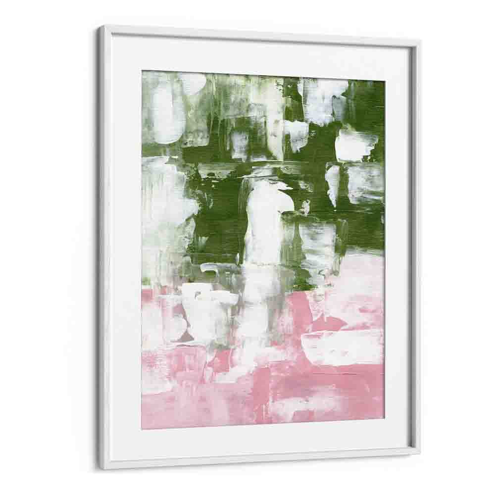 olive pink by ejaaz haniff abstract art prints in White Frame With Mount