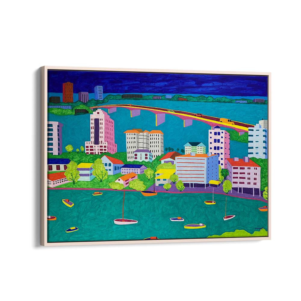 on the way to st armands landscape art prints in Oak Wood Floater Frame