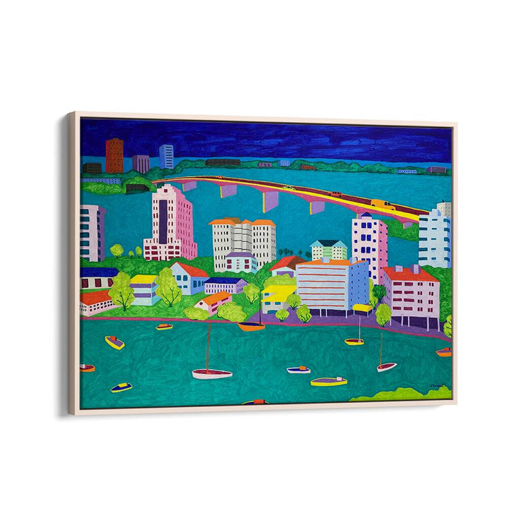 on the way to st armands landscape art prints in Oak Wood Floater Frame