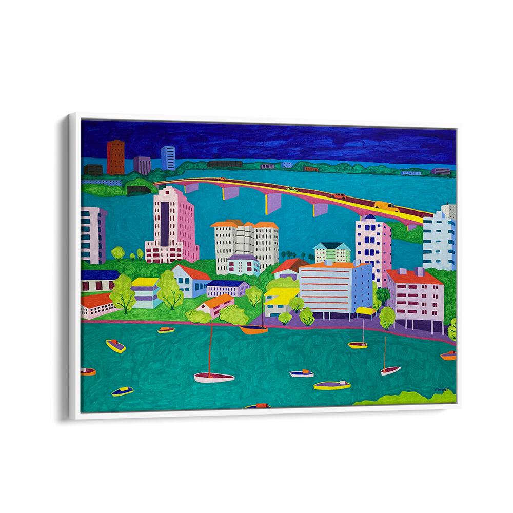on the way to st armands landscape art prints in White Floater Frame