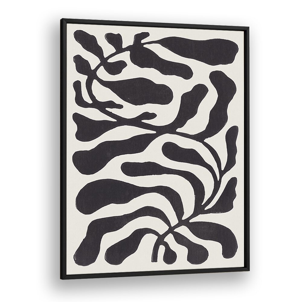 one hundred-leaved plant xxi lino by alisa galitsyna abstract art abstract paintings in Black Plain Frame