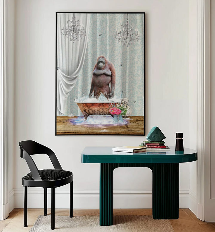 orangutan-bubbles by sue skellern wall art prints Artwork I placed on a wall