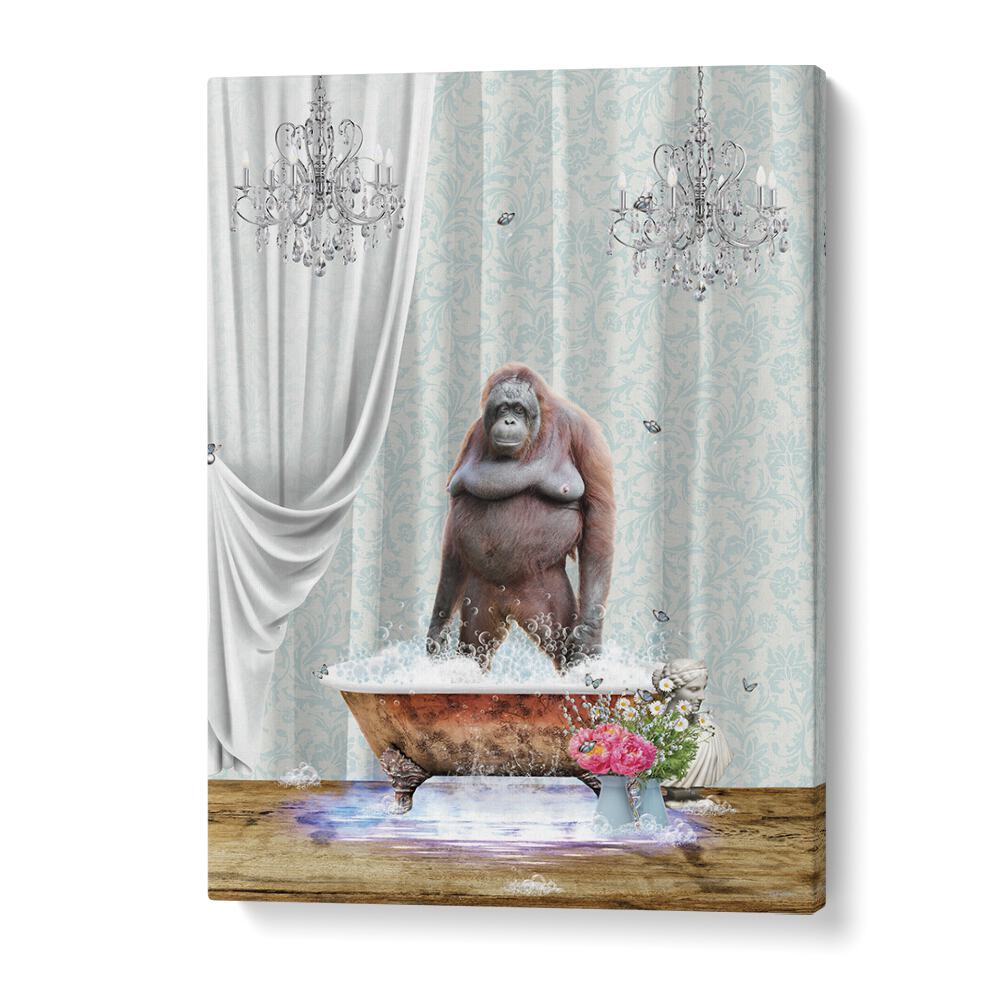 orangutan-bubbles by sue skellern wall art prints in Gallery Wrap