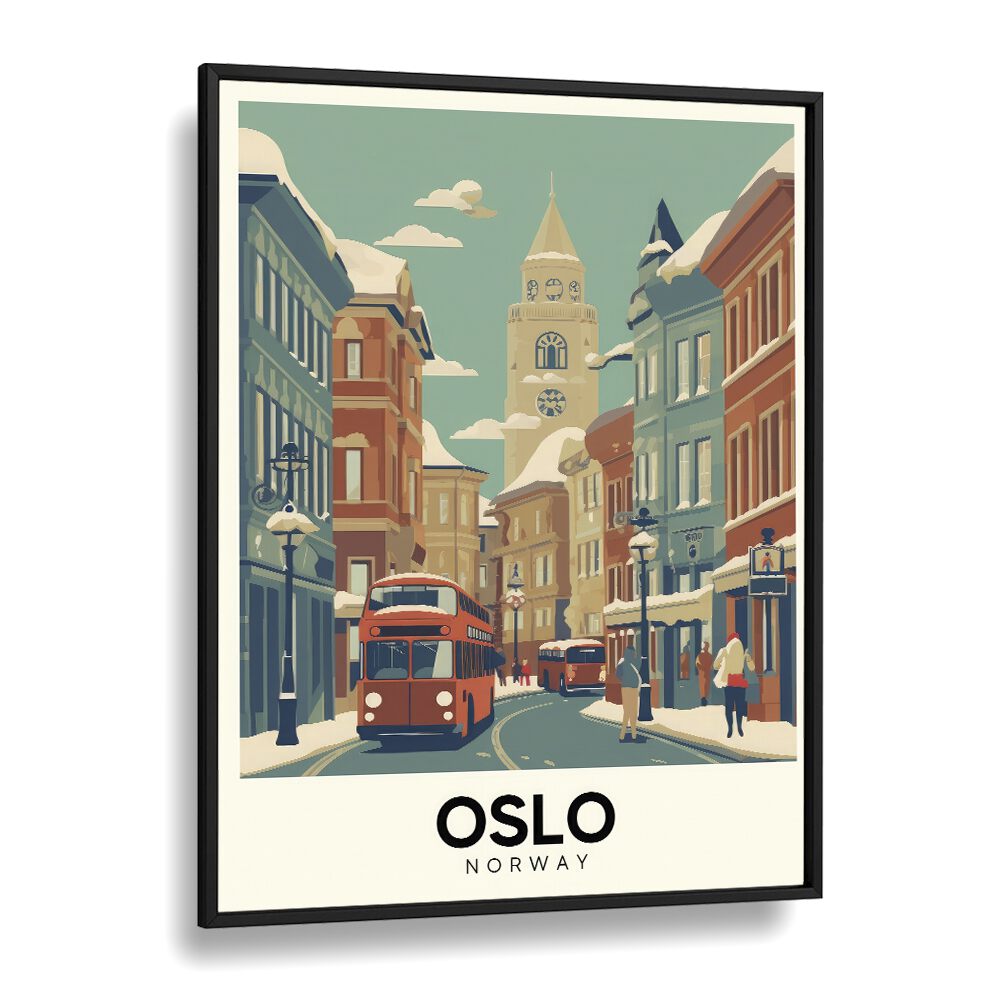 oslo-norway I travel posters in Black Plain Frame