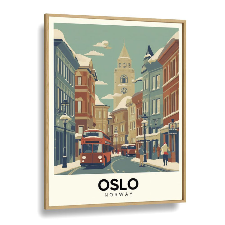 oslo-norway I travel posters in Oak Wood Plain Frame