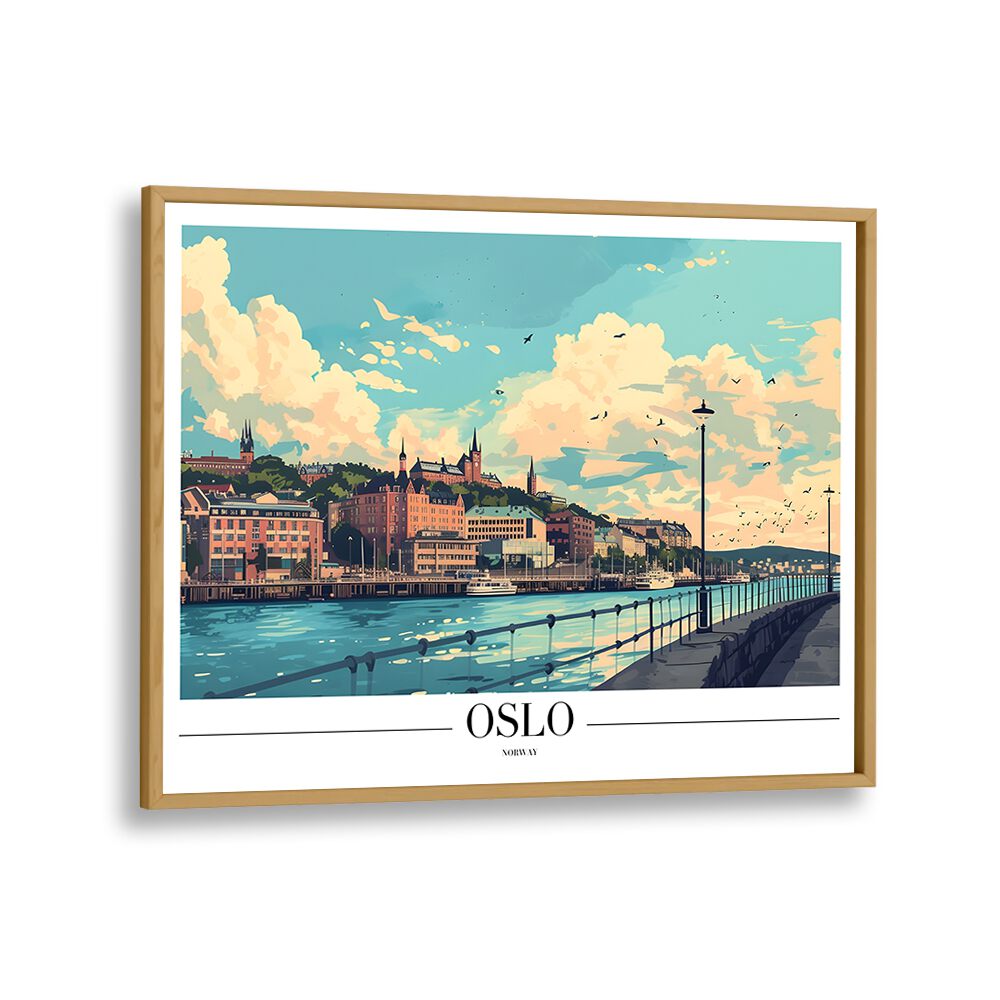 oslo-norway II travel posters in Oak Wood Plain Frame