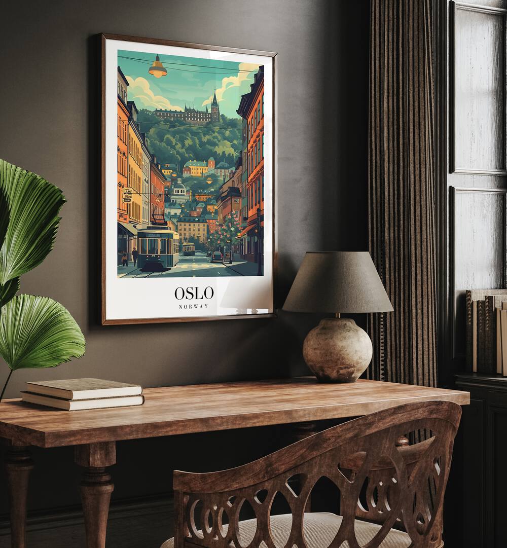 oslo-norway travel posters Artwork II placed on a Wall 