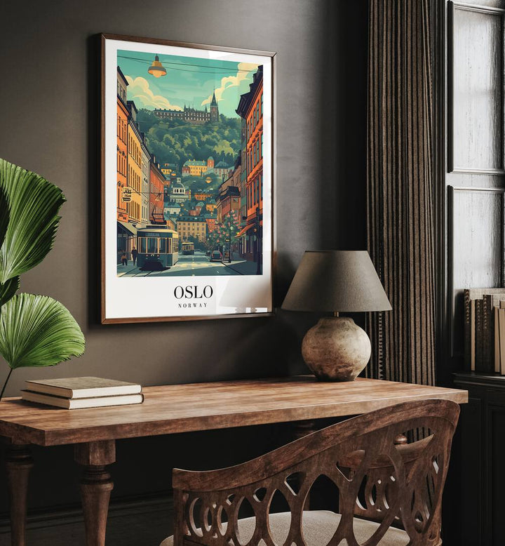 oslo-norway travel posters Artwork II placed on a Wall 