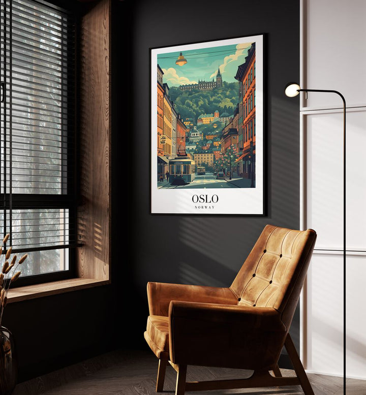 oslo-norway travel posters Artwork IV placed on a Wall 