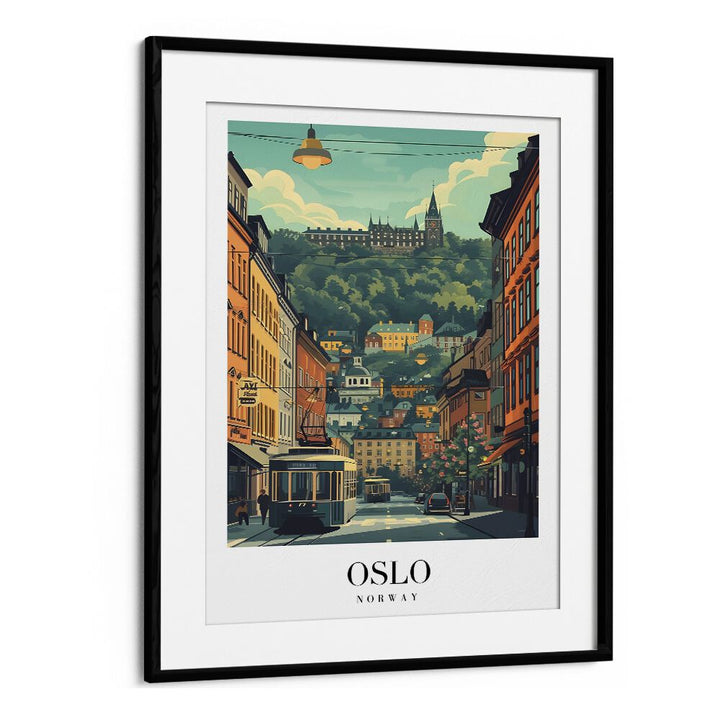 oslo-norway travel posters in Black Frame With Mount