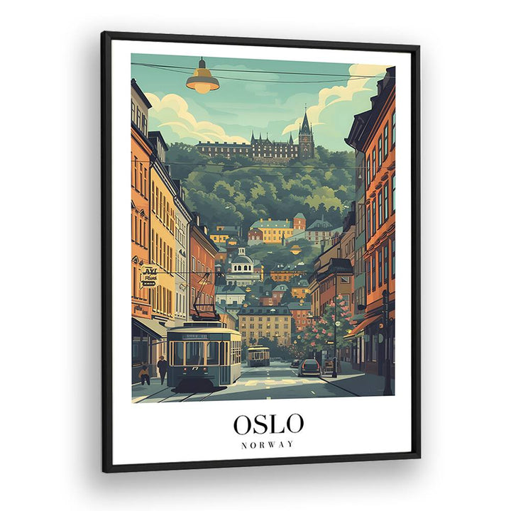 oslo-norway travel posters in Black Plain Frame