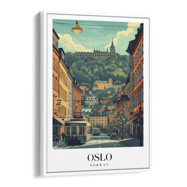 oslo-norway travel posters in White Floater Frame