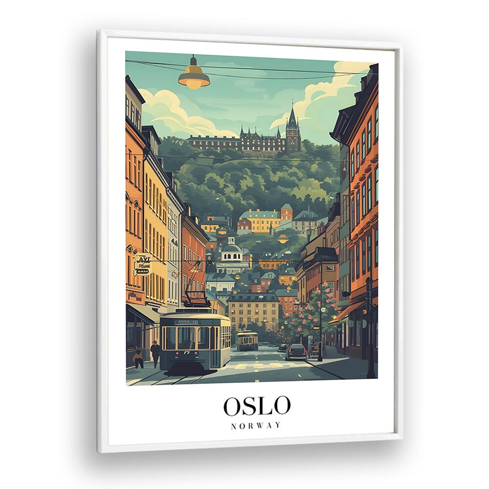 oslo-norway travel posters in White Plain Frame