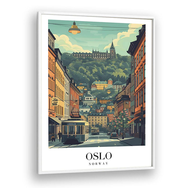 oslo-norway travel posters in White Plain Frame