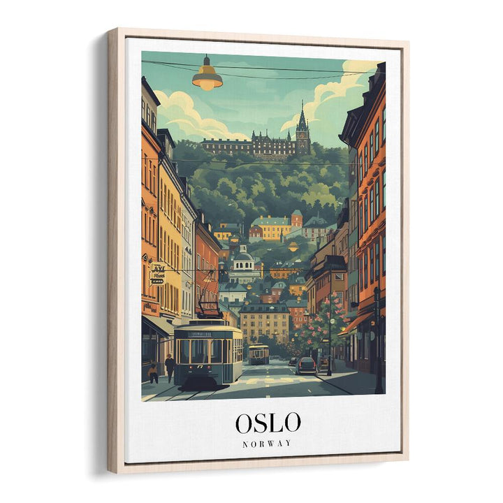 oslo-norway-travel-posters-in-Oak-Wood-Floater-Frame