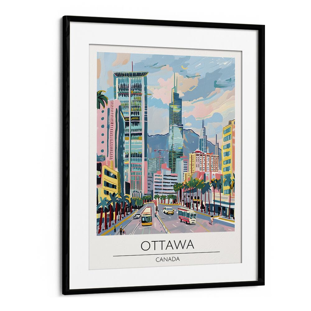 ottawa-canada travel posters in Black Frame With Mount