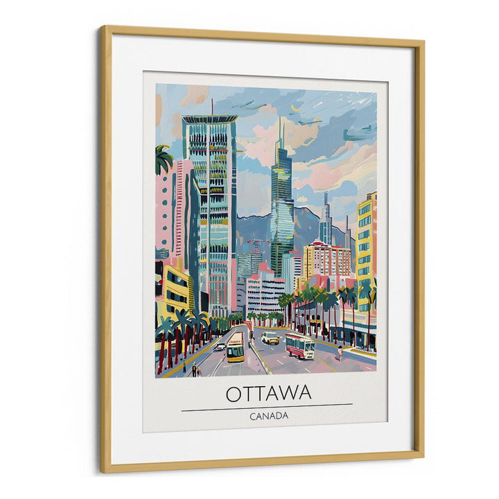 ottawa-canada travel posters in Oak Wood Frame With Mount